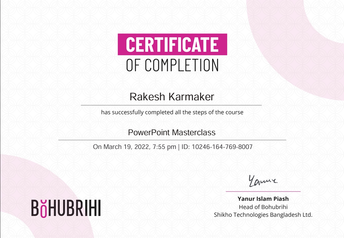 Powerpoint Masterclass Certificate